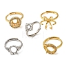 Brass Micro Pave Clear Cubic Zirconia Adjustable Ring Components KK-XCP0001-86-1