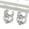 304 Stainless Steel Flower Cuff Earrings for Women LS-EJEW-A118-03P-2