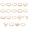 19Pcs 19 Style Alloy Open Cuff Rings Set with Rhinestone RJEW-FI0001-16-1