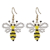 Bees Glass Seed Beads Woven Dangle Earrings EJEW-MZ00681-2