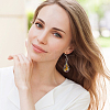 4 Pairs 4 Colors Bling Flower Inner Glass Teardrop Dangle Earrings EJEW-FI0001-06-4