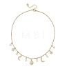Brass Micro Pave Clear Cubic Zirconia Moon Star Sun Pendant Cable Chain Necklaces with Natural Pearl Beads for Women NJEW-JN06233-3