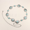 Alloy Pave Synthetic Turquoise Link Chain Belly Chains WG63A0D-09-1