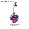 304 Stainless Steel & Bloodstone & Cubic Zirconia Belly Rings WGF3178-01-3