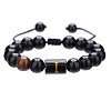 Natural Black Agate & Tiger Eye Round Beaded Adjustable Bracelets HL8029-9-1