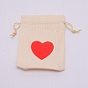 Heart Pattern Burlap Packing Pouches ABAG-TAC0001-06-1