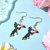 304 Stainless Steel MIYUKI Glass Seed Beads Bird Dangle Earrings EJEW-MZ00555-02-1