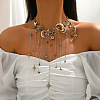 Alloy Crystal Rhinestone Moon & Star Fringe Statement Choker Necklaces WG41910-01-2