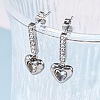 304 Stainless Steel Rhinestone Heart Dangle Stud Earrings EJEW-Q386-03P-2