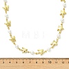 Ocean 304 Stainless Steel Sea Animals Handmade Link Chain Necklaces with White Round Shell Pearl Beads NJEW-JN06097-02-4