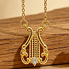Music Theme Brass Pave Cubic Zirconia Pendant Necklaces for Women WGBB91D-03-1