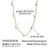 Minimalist Natural Stone Rondelle Beaded with 304 Stainless Steel Link Chain Necklaces JB6802-2-1