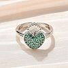 Sacred Heart Brass Micro Pave Cubic Zirconia Cuff Rings for Women RJEW-B117-01P-3