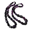 Dyed Natural Agate Cuboid Graduated Beaded Necklaces with Alloy Clasps NJEW-C113-01A-4