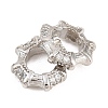 Octagon Brass Micro Pave Clear Cubic Zirconia European Beads KK-B186-15P-2