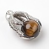 Eagle Claw Alloy Natural Tiger Eye Pendants X-G-L455-A14-2