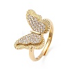 Clear Cubic Zirconia Butterfly Adjustable Ring RJEW-L100-013G-1