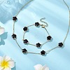 Plum Blossom Glass Links Necklace and Bracelet Sets SJEW-JS01293-02-2