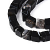 Natural Dyed & Heated Black Agate Beads Strands G-T139-8x8-35B-01-4