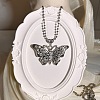 European Style Vintage Alloy Rhinestone Butterfly Pendant Ball Chain Necklaces for Women YE8712-1-3