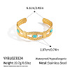 304 Stainless Steel Vintage Synthetic Turquoise Eye Open Cuff Bangles for Women WJ2970-6