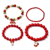 4Pcs 4 Styles Merry Christmas Deer & Santa Claus Alloy Enamel Charm Bracelet Sets BJEW-JB10904-1