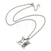 Letter A~Z Antique Silver Plated Alloy with Synthetic Turquoise Pendant Necklaces NJEW-G080-01H-3