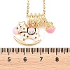 304 Stainless Steel Enamel Pink Coin Horse Pendant Necklaces for Women NJEW-K306-01G-3