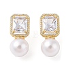 Rack Plating Brass Micro Pave Clear Cubic Zirconia Stud Earrings for Women EJEW-G394-22G-1