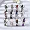 Natural & Synthetic Gemstone & Brass Cuff Rings for Women RJEW-G374-01P-1