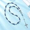 Acrylic & CCB Plastic Beaded Rosary Necklaces with Alloy Cross Pendant NJEW-JN05856-02-1