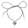 Alloy & Imitation White Round Pearl Pendant Waxed Cord Adjustable Tie Choker Necklaces for Women FS-WGE1A46-01-2