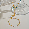 Synthetic Turquoise Round Tassel 304 Stainless Steel Heart Hand Chain Ring Bracelets for Women NM6951-3