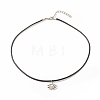 Alloy Lotus Pendant Necklace with Imitation Leather Cord NJEW-JN03863-02-4