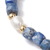 Natural Lapis Lazuli Cube Beads Stretch Bracelets for Women BJEW-JB13176-01-4