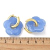 Brass Resin Flower Hoop Earrings for Women EJEW-U038-01G-09-5