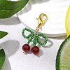 Cherry Natural Carnelian & Glass Seed Beads Pendant Decorations HJEW-MZ00128-01-1