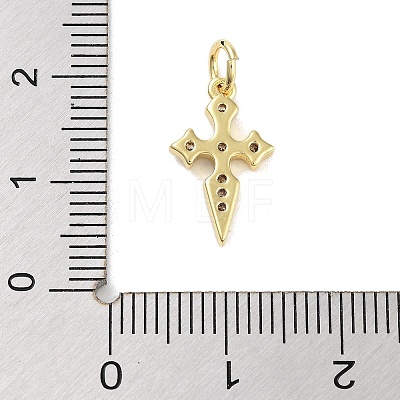 Cross Rack Plating Brass Clear Cubic Zirconia Pendants KK-M293-18G-1