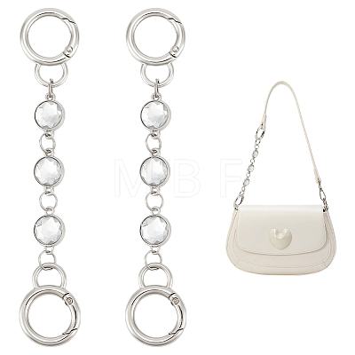 2Pcs Alloy & Glass Flat Round Link Bag Extension Chains FIND-UN00019-1