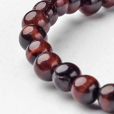 Natural Tiger Eye Round Bead Stretch Bracelets BJEW-L594-B03-1