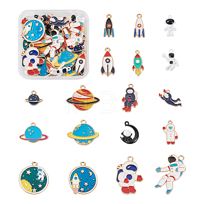 Craftdady 36Pcs 18 Styles Baking Painted Alloy Pendants FIND-CD0001-02-1