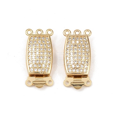 Brass Micro Pave Clear Cubic Zirconia Box Clasps KK-L255-02G-05-1