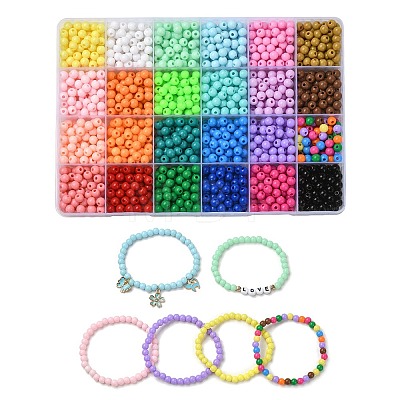24 Colors Opaque Acrylic Beads MACR-YW0002-95-1