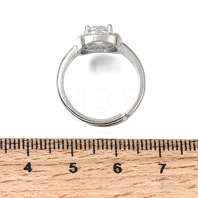 Brass Micro Pave Clear Cubic Zirconia Cuff Open Rings CU-CBA5C10-12P-1