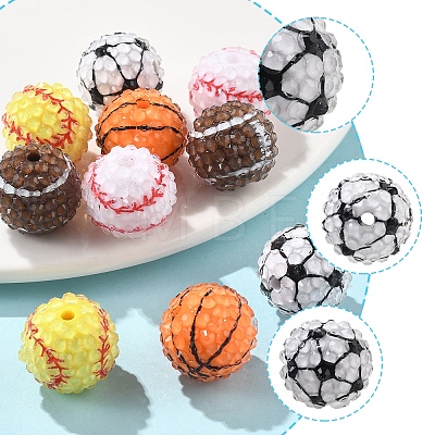 10Pcs 5 Colors Sport Theme Opaque Acrylic Resin Beads MACR-FS0002-05-1