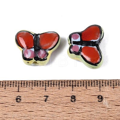 Hand Painted Butterfly Porcelain Beads PORC-Q006-05C-1