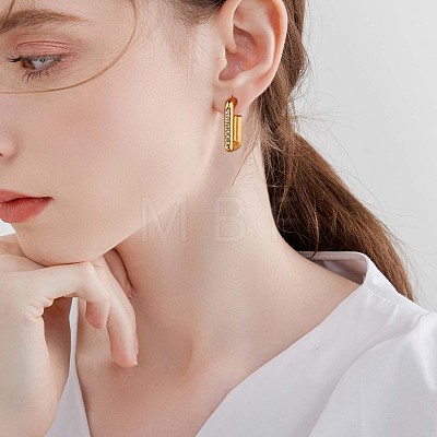 Clear Cubic Zirconia Rectangle Stud Earrings JE942A-1
