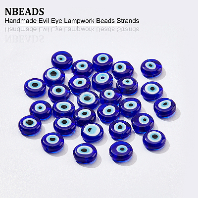  Handmade Evil Eye Lampwork Beads Strands LAMP-NB0001-60B-02-1