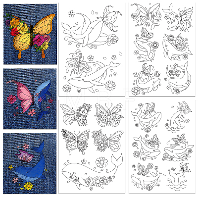 4 Sheets 11.6x8.2 Inch Stick and Stitch Embroidery Patterns DIY-WH0455-048-1