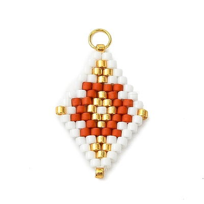Beaded Rhombus Charms PALLOY-MZ01345-01-1